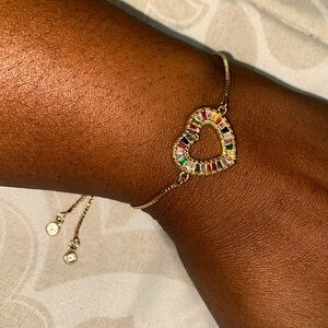Gold Bracelet Colorful Heart Pull Closure